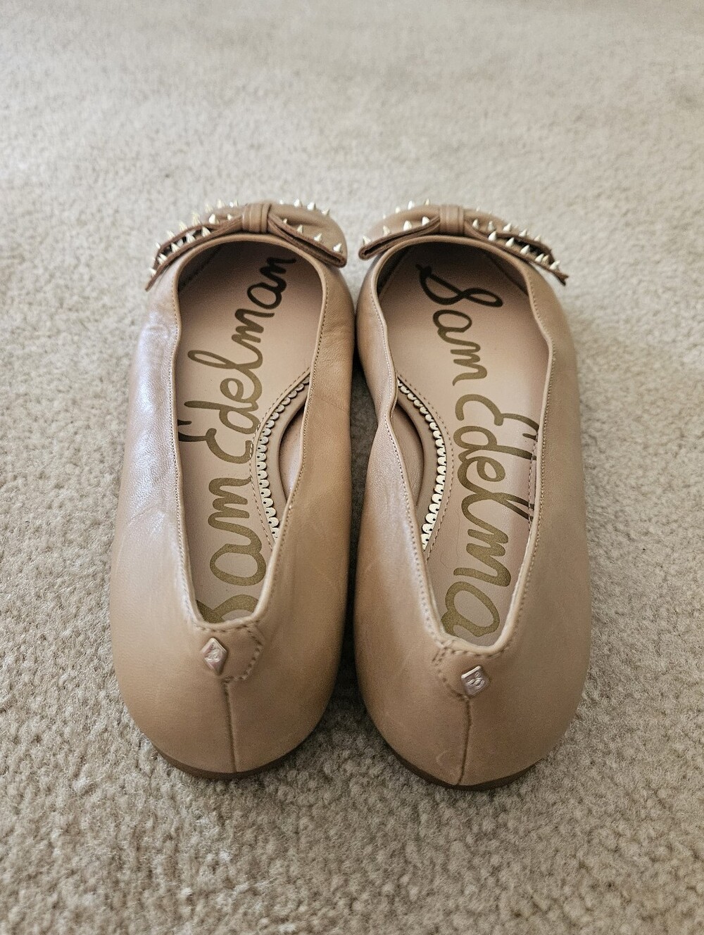 Sam Edelman Studded Bow Pointed Leather Flats Brown 10 EUC - Picture 3 of 6